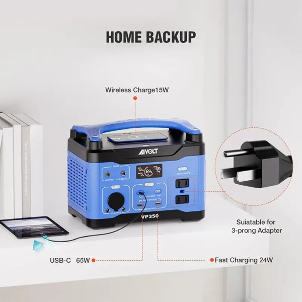 AIVOLT Portable Power Station 300W/266Wh Solar Powered Generator - Image 2