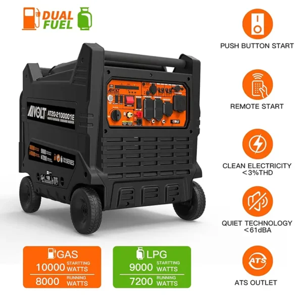 AIVOLT Dual Fuel Portable Inverter Generator 10000 Watts - Image 2